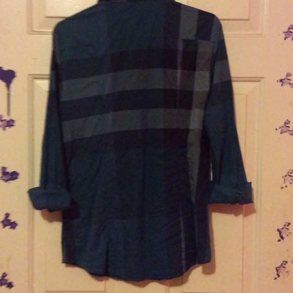 Blue Burberry Check Shirt - Picture 3 of 4