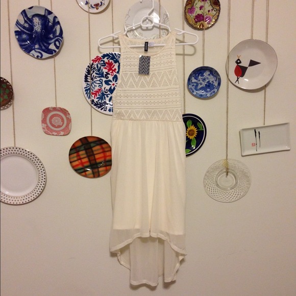 Chiffon Cream Aztec Print High Low Dress