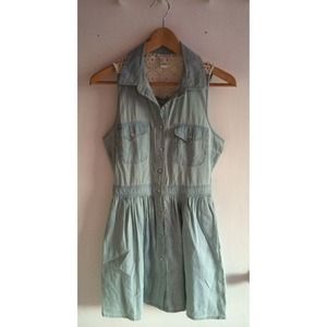 Chambray Dress with Crochet Detail