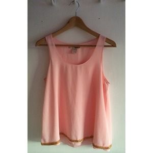 Pink Tank Top with Gold Detail