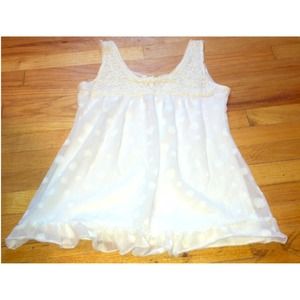 White Crochet and Polka Dot Tank Top