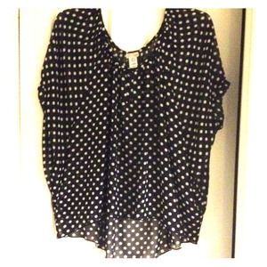 Plus Size Sheer Polka Dot Blouse