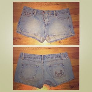 Monkey Embroidered Denim Shorts