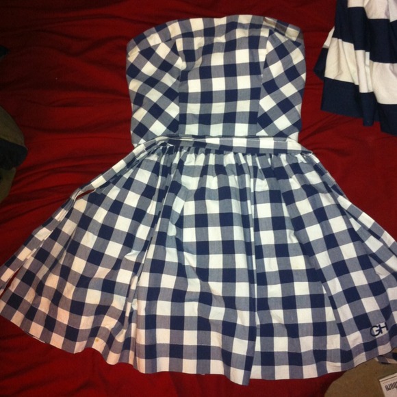 Gingham blue white dress