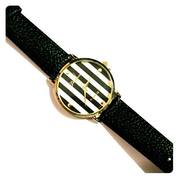Black and white stripped watch