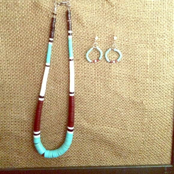 Matching Handcrafted Turquoise and Earring Set.
