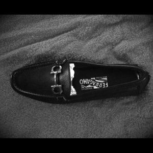 New..never worn black ferragamo loafers Sz 5 1/2