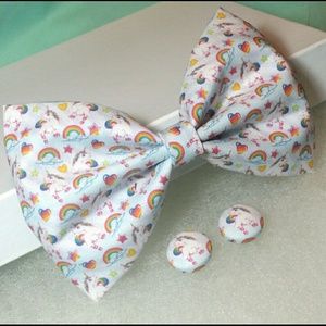Lisa Frank Rainbow Unicorn Hair Bow & Earrings