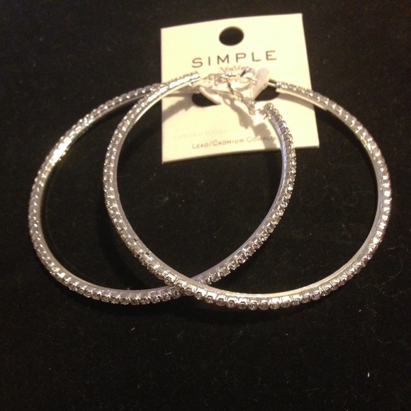 Silver crystal hooped earrings