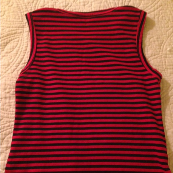 Adorable black and red striped stretchy crop top! - Picture 2 of 3