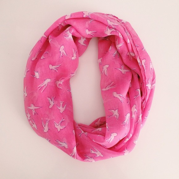 Zara bird print pink scarf