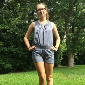 Blue Cotton Romper