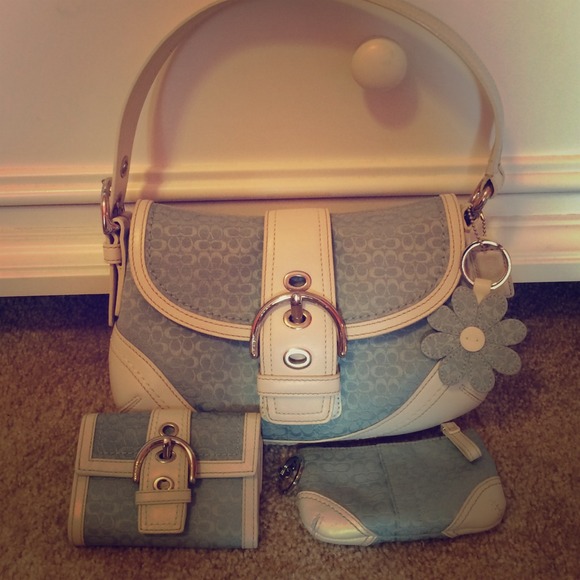 Coach handbag, wallet, coin purse, and keychain