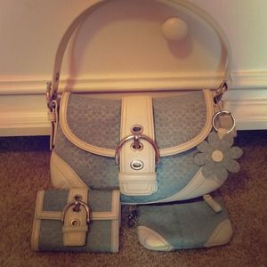 Coach handbag, wallet, coin purse, and keychain