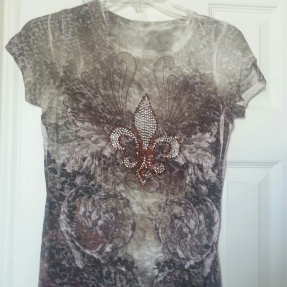 Rhinestone fleur de lis burnout