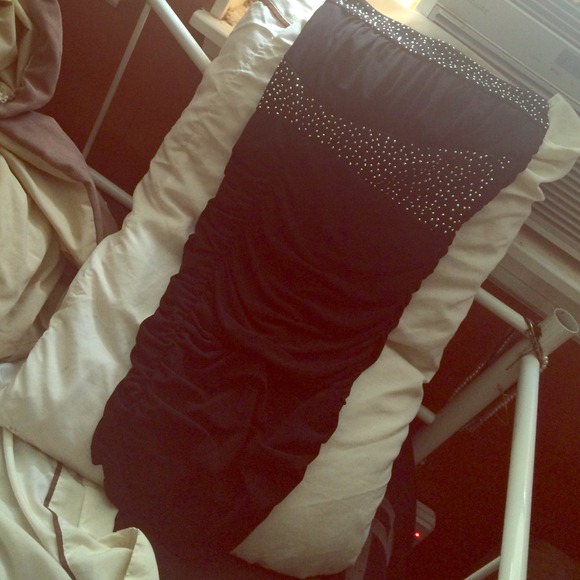 Black sparkle strapless dress