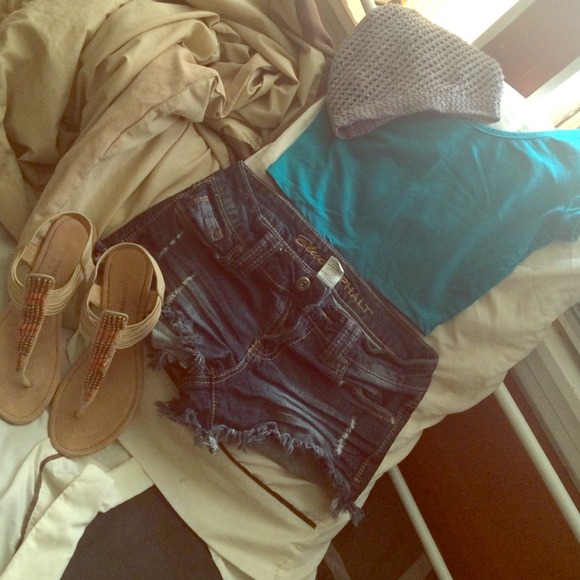 Half aqua blue shirt