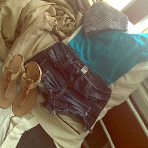 Half aqua blue shirt