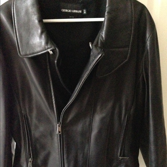 Giorgio Armani leather biker jacket, size 52, new! - Picture 3 of 4