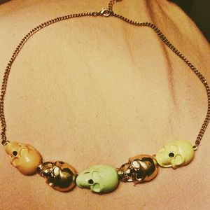 Topshop pastel skull gold necklace