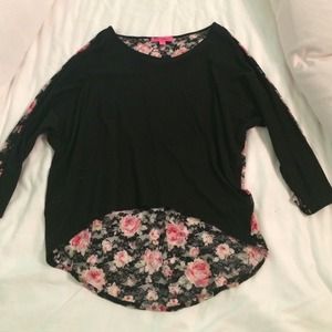 Betsey Johnson high-lo floral lace top