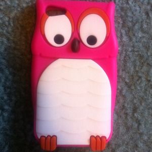 Pink Rubber Owl Case Iphone 4/4s