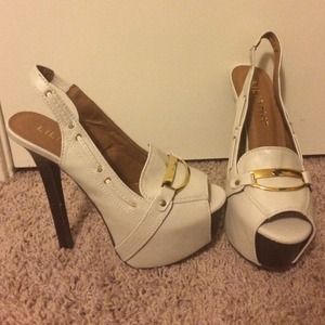White sling back heels