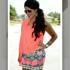 Neon coral top