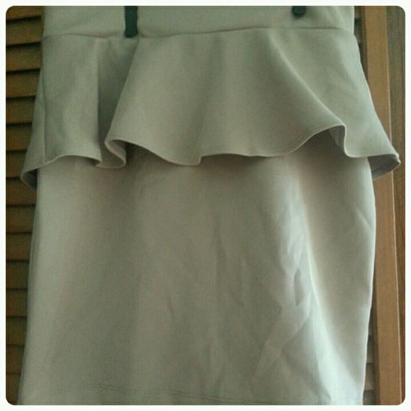 Khaki Peplum Mini Skirt
