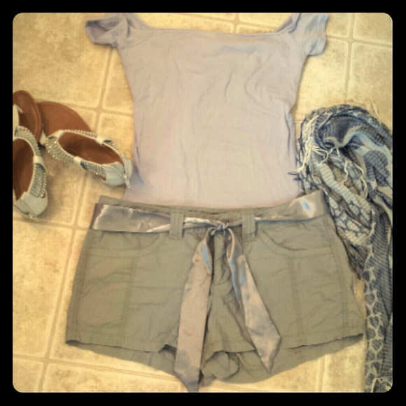 Grey Shorts with Silk Belt from Express