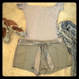 Grey Shorts with Silk Belt from Express