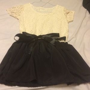 Super cute black and cream lace top