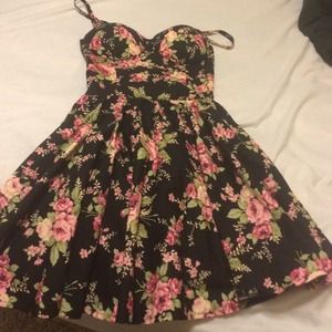 Black and pink flower corset dress