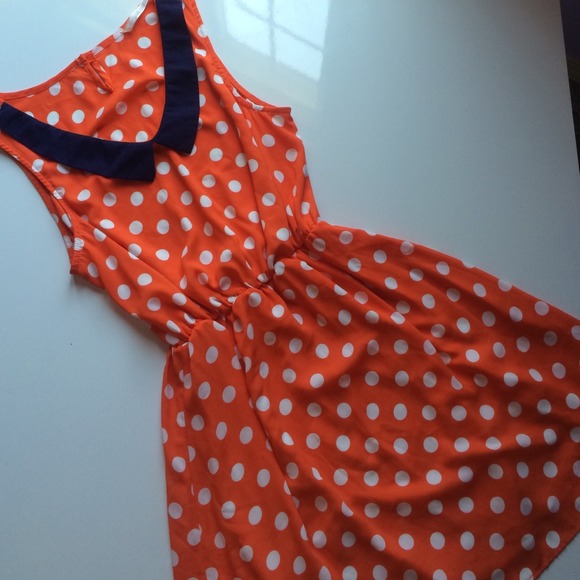 Orange and White Dot Dress