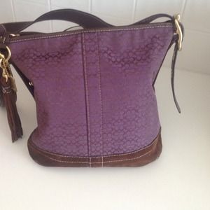 Purple and brown suede Coach sling bag. Perfect💝