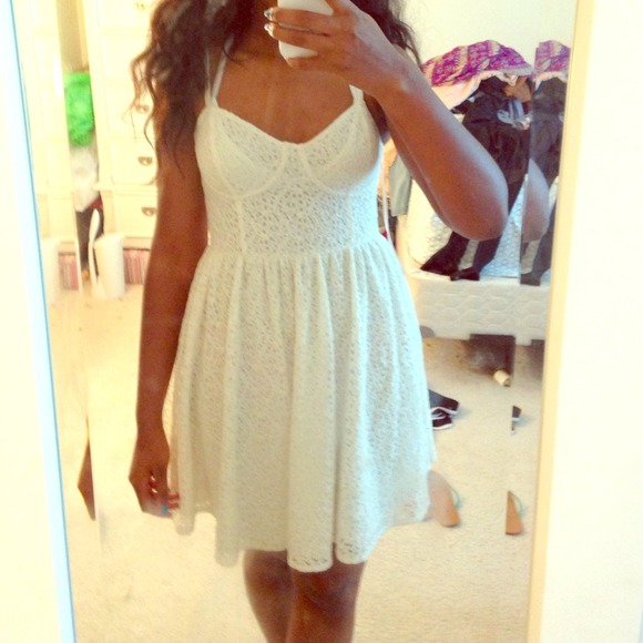 white lace bustier skater  dress