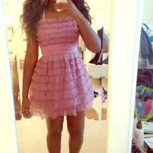 BCBG pink ruffle lace party dress