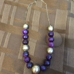 Purple stone necklace with sterling beads