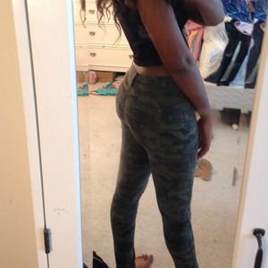 high waisted camouflage jeans