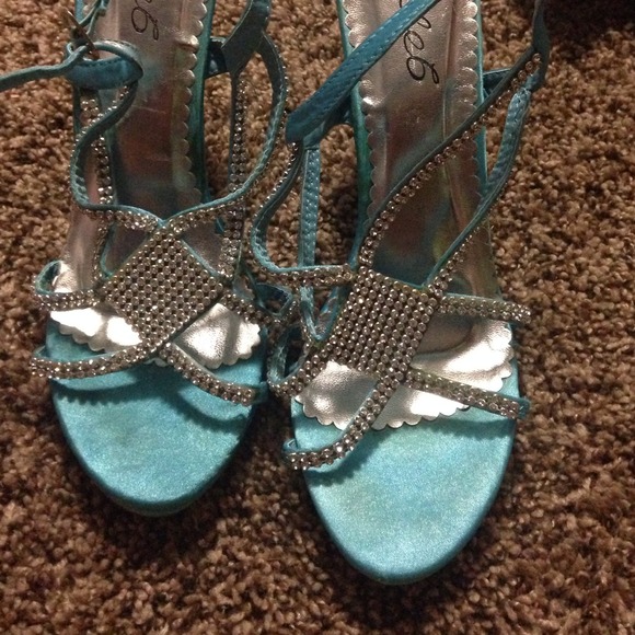 Light blue high heels, size 8.5