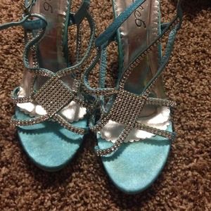 Light blue high heels, size 8.5