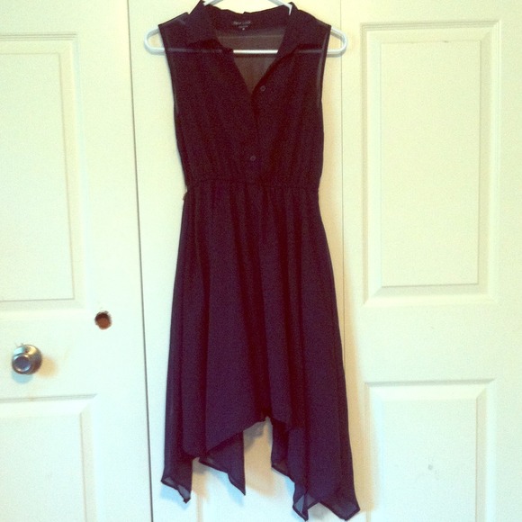 Navy button up chiffon dress
