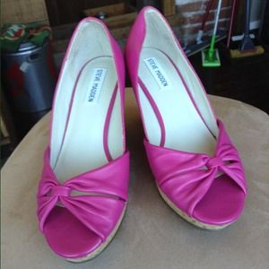 Steve Madden cork wedge pink sandals