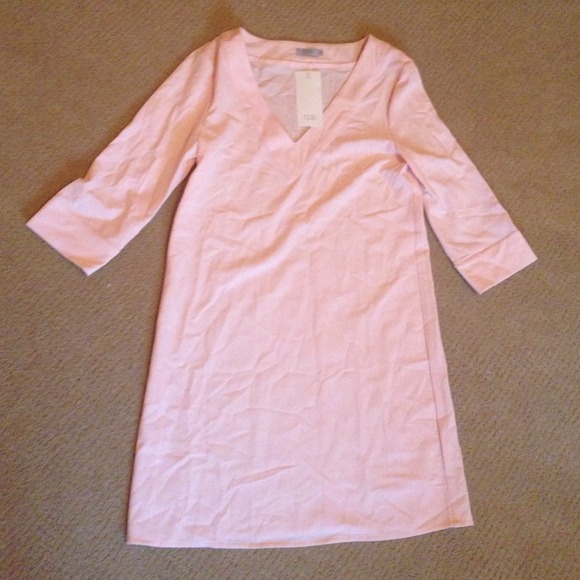 Light pink long sleeve v neck dress