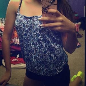 Blue floral tank top