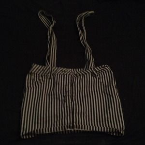 Grey/Black stripe skirt w/ suspenders attatched
