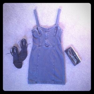 Free People "denim" corset bodycon dress