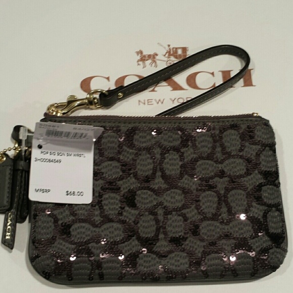 Coach Clutches & Wallets - New Coach Poppy Signature Sequins Wristlet