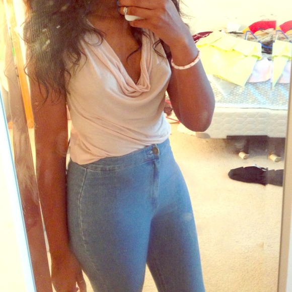 pink draped sleeveless top