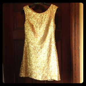 Dave & Johnny gold sequin cocktail dress
